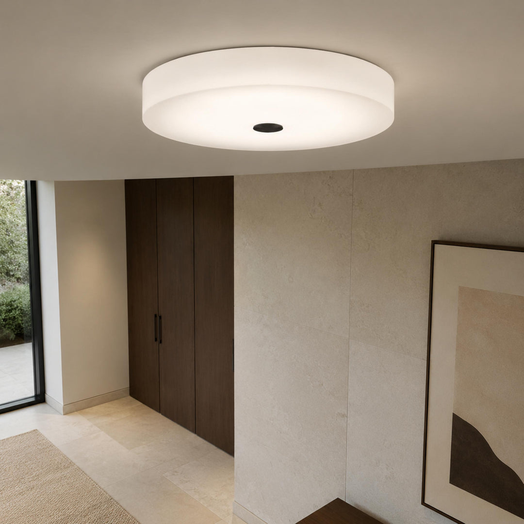 Modern Alabaster LED Flush Mount Ceiling Light – Round Natural Stone Design  Copy Title