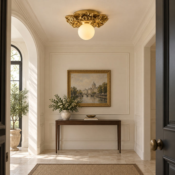 Victorian Flush Mount Ceiling Light Metal Glass Dimmable Elegant Design for Classic Ambiance