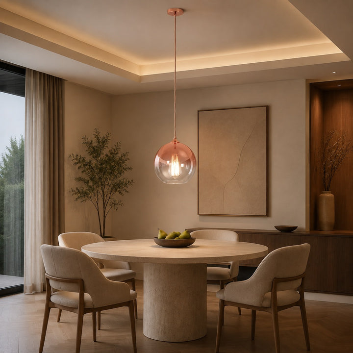 Modern Glass Pendant Light Adjustable Hanging LED with Metallic Gradient Finish