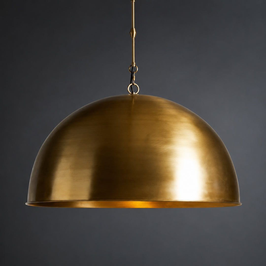 Large Modern Bronze Dome Pendant Light Adjustable Metal Hanging Fixture for Kitchen Island Dining Room