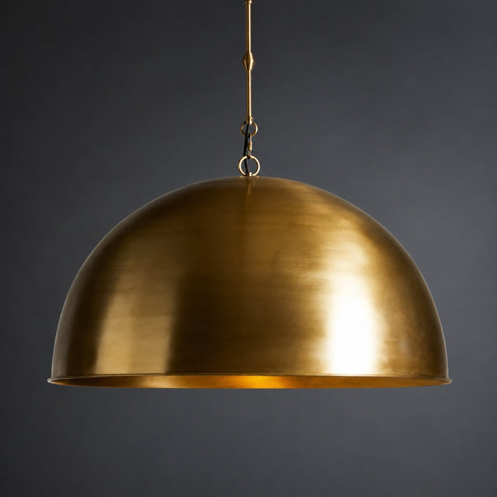 Large Modern Bronze Dome Pendant Light Adjustable Metal Hanging Fixture for Kitchen Island Dining Room