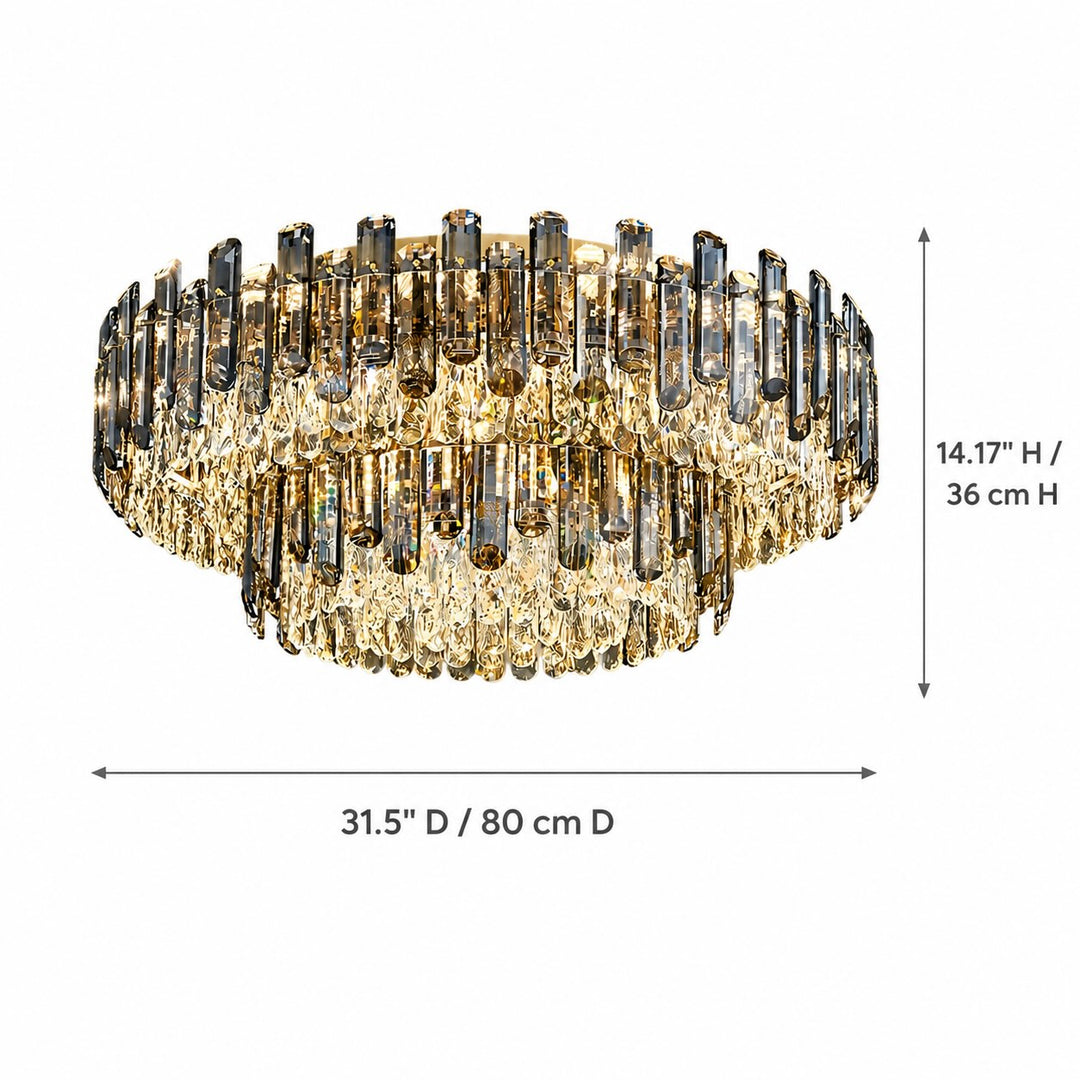 Modern Round Ceiling Light Chandelier with Crystal Accents Stainless Steel LED Adjustable Color Temperature