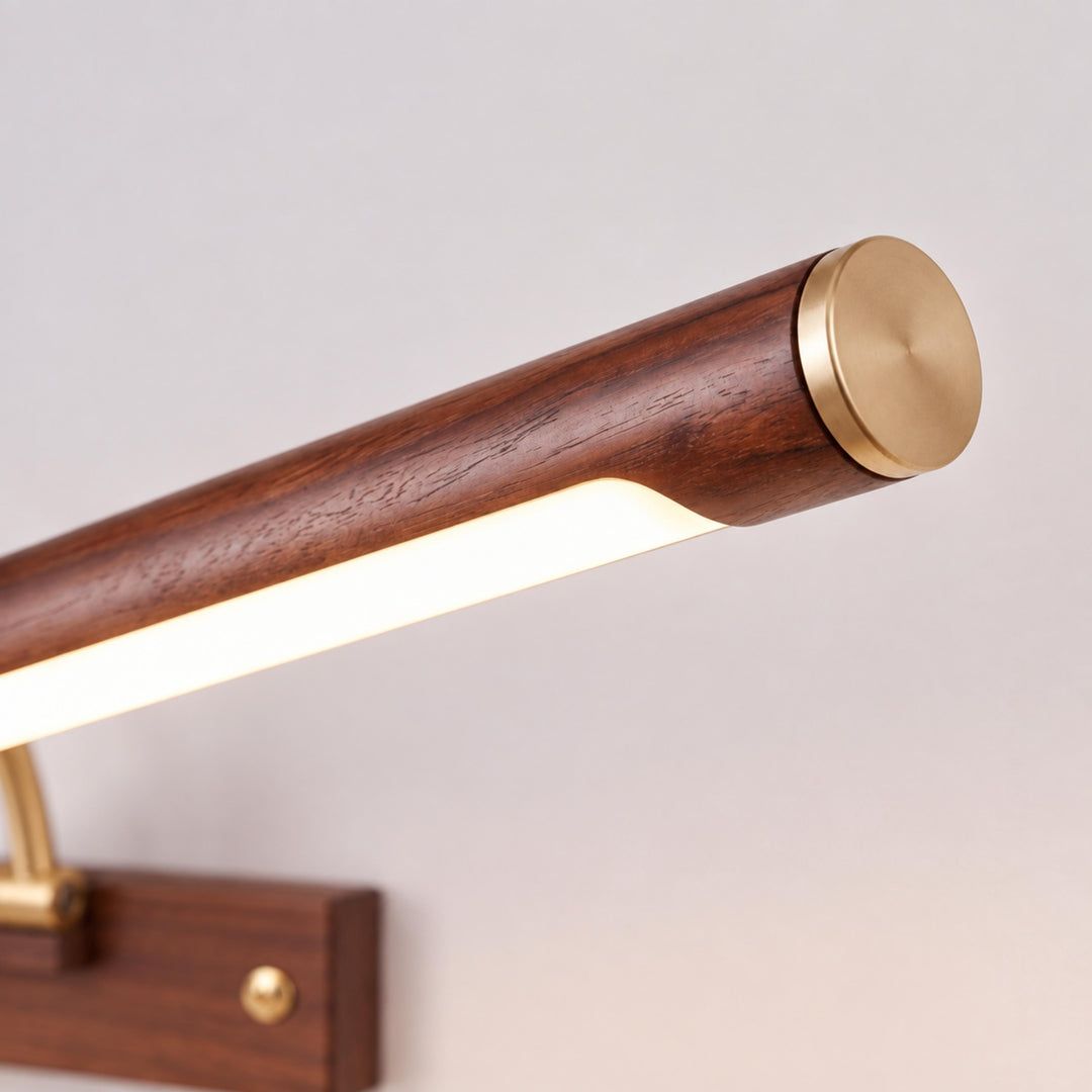 Walnut Linear Wall Light Adjustable LED Brass Fixture for Modern Indoor Spaces