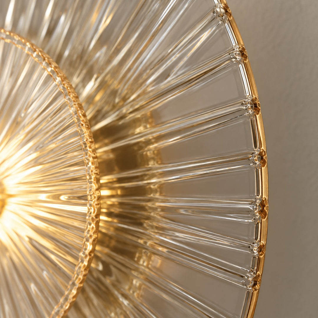Layered Fluted Glass LED Wall Sconce – Brass Interior Wall Light