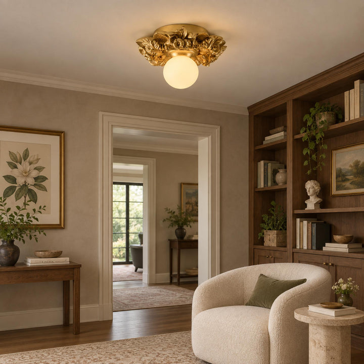 Victorian Flush Mount Ceiling Light Metal Glass Dimmable Elegant Design for Classic Ambiance