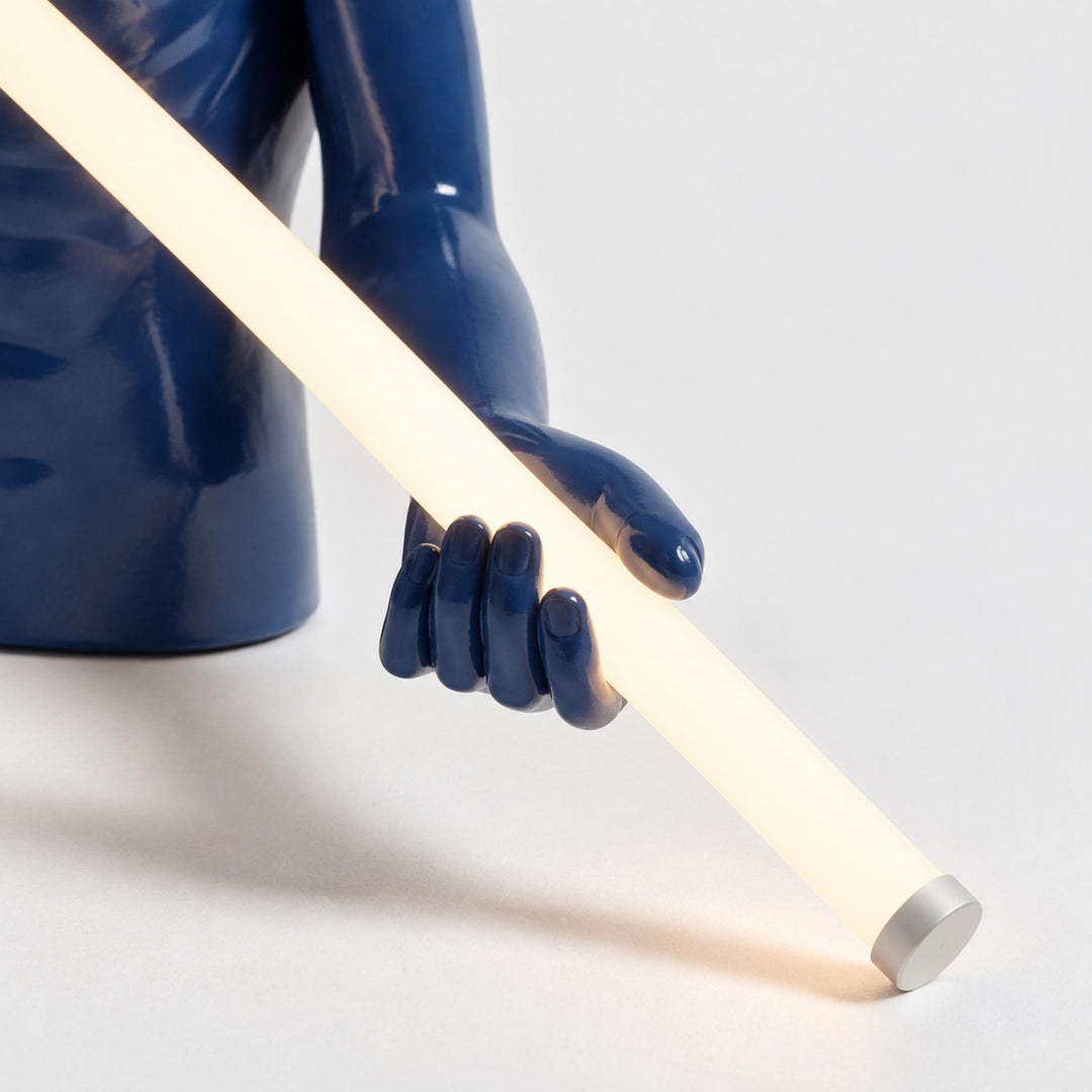 Modern Cobalt Blue Table Lamp with Linear LED Light and Adjustable Color Temperature