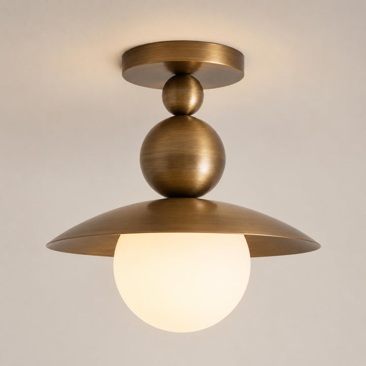 Mid-Century Modern Semi-Flush Mount Ceiling Light – Glass or Alabaster Globe