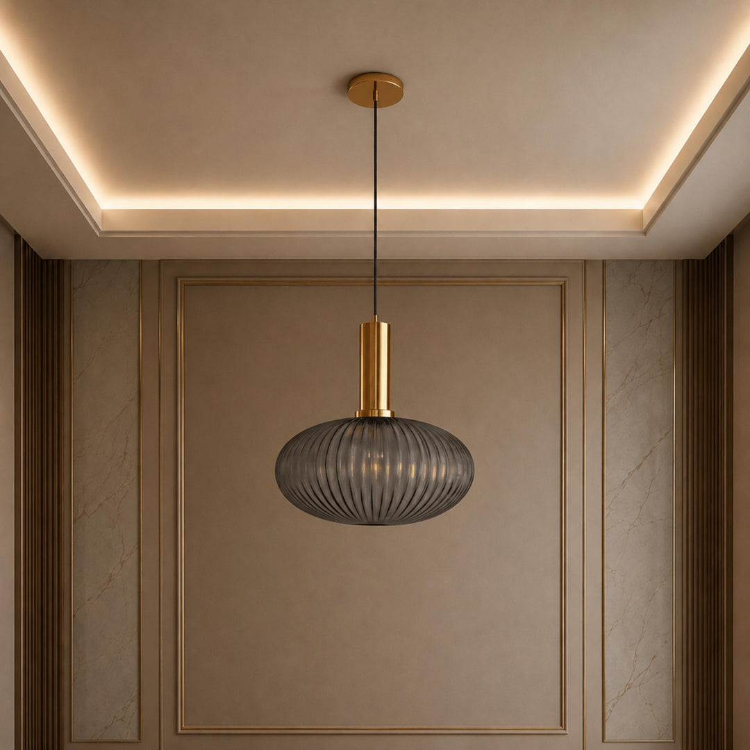 Modern Glass Pendant Light Hanging Fixture Adjustable Height LED Compatible