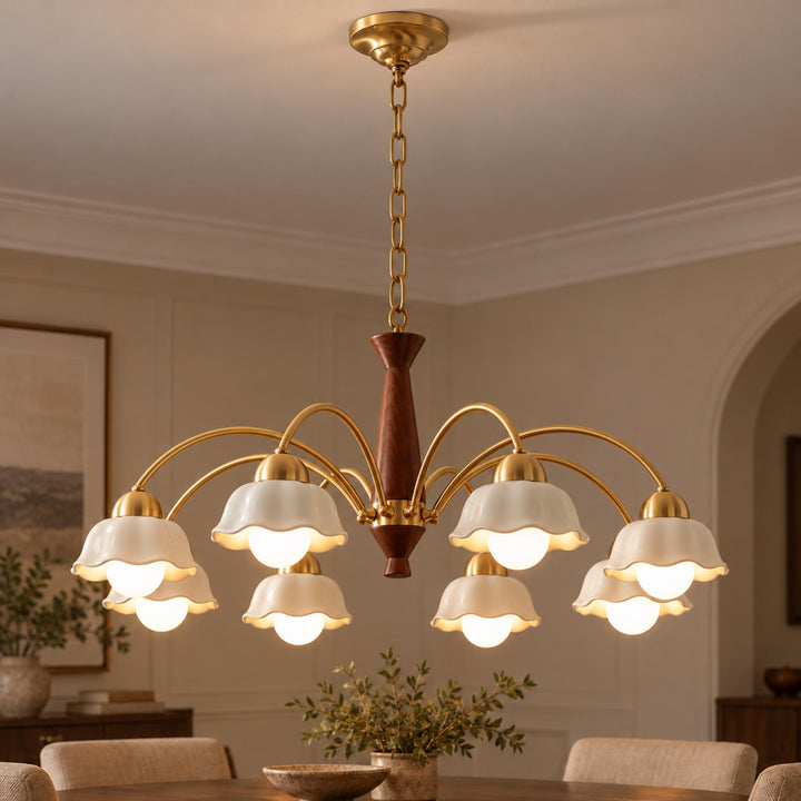 Modern Wall Mounted Chandelier Metal Gold Finish Adjustable Lighting Fixture