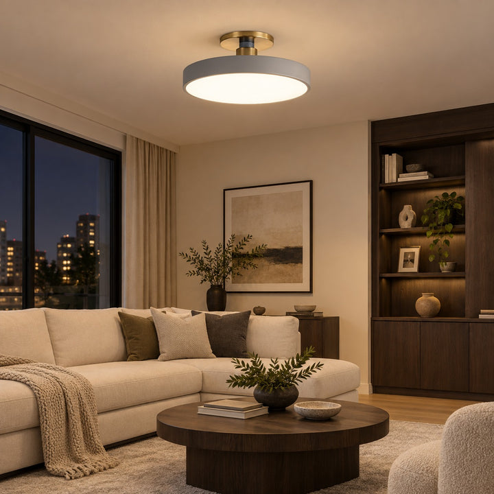 Modern Flush Mount Ceiling Light with Glass Shade and LED Lighting 12W 3000K