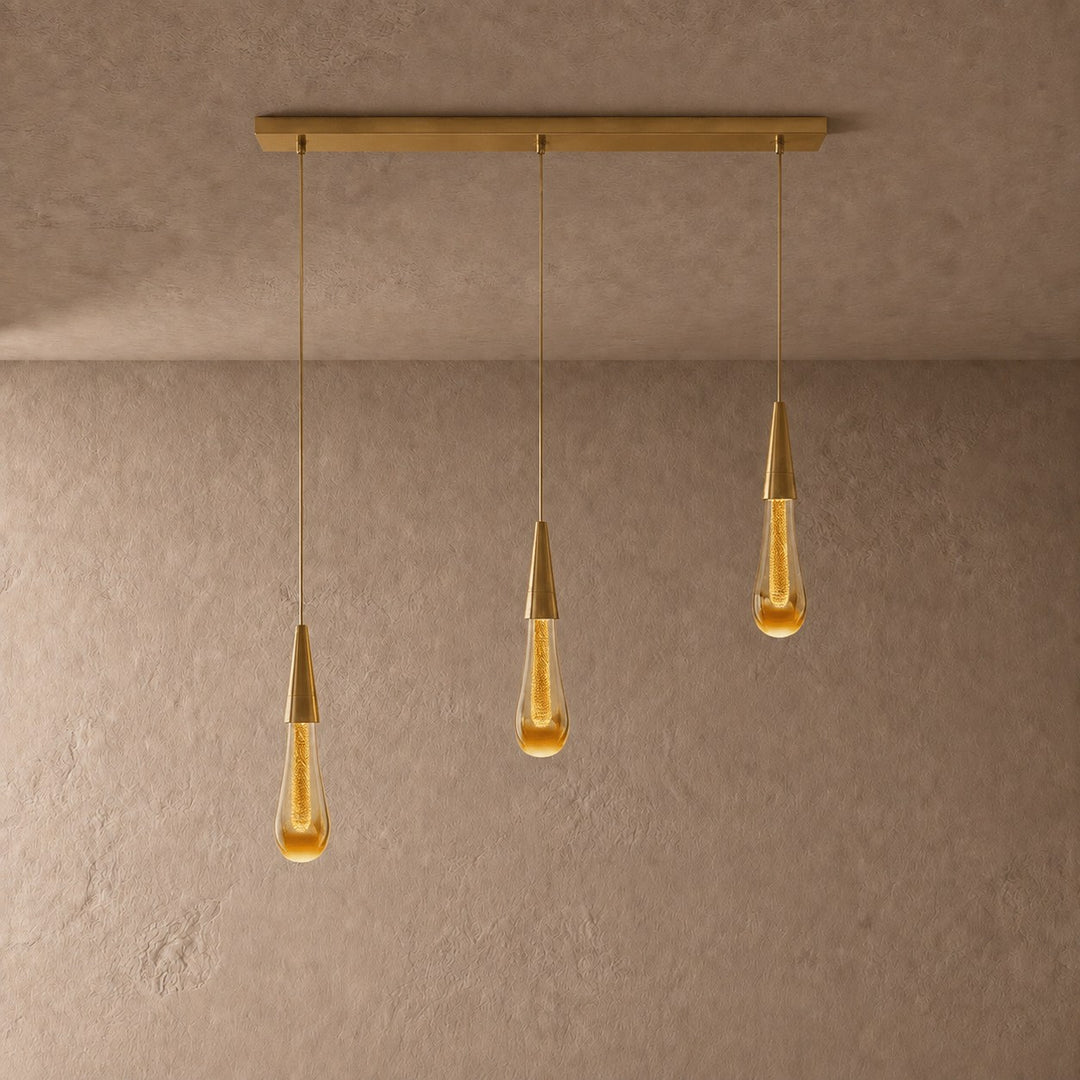Modern Adjustable Pendant Light Hanging Chrome-Plated Iron and Crystal LED Fixture
