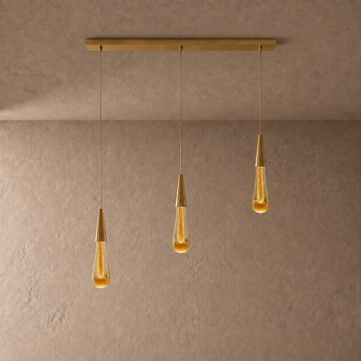 Modern Adjustable Pendant Light Hanging Chrome-Plated Iron and Crystal LED Fixture