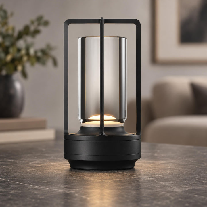 Modern Cordless Table Lamp with Crystal Shade Aluminum Alloy Base USB Charging LED Light