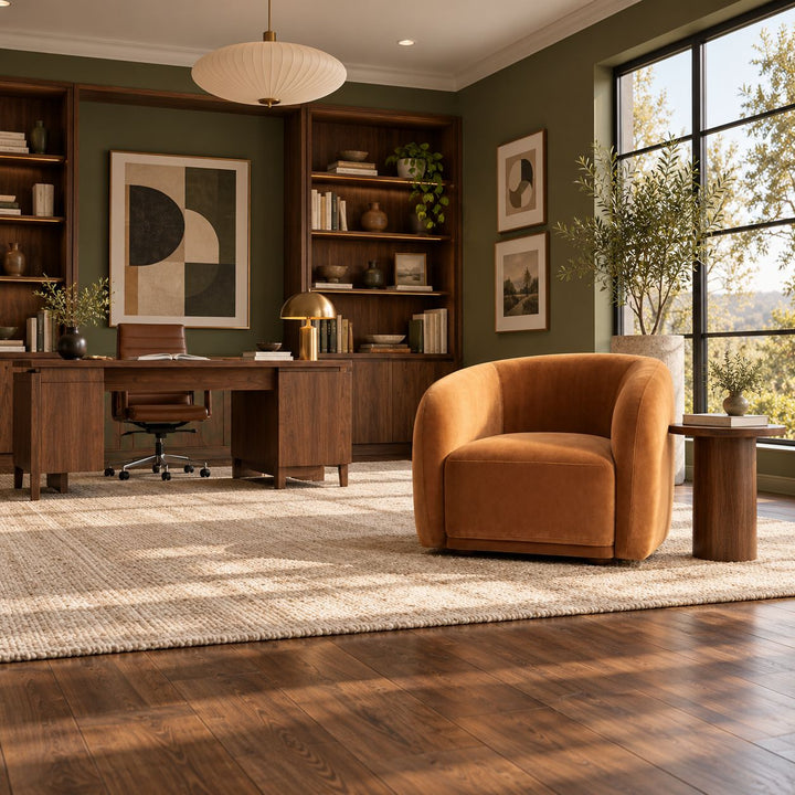 Modern Accent Armchair with Curved Arms Soft Upholstery for Cozy Living Room Seating