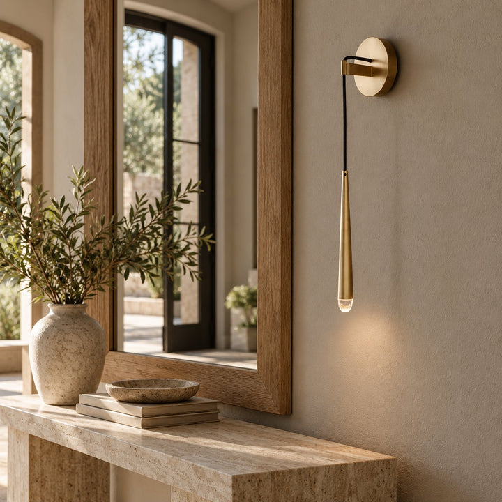 Modern Brass & Crystal Wall Sconce – G4 LED Interior Wall Light