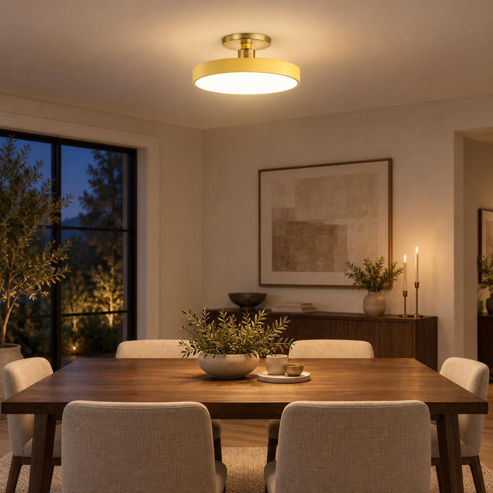 Modern Flush Mount Ceiling Light with Glass Shade and LED Lighting 12W 3000K