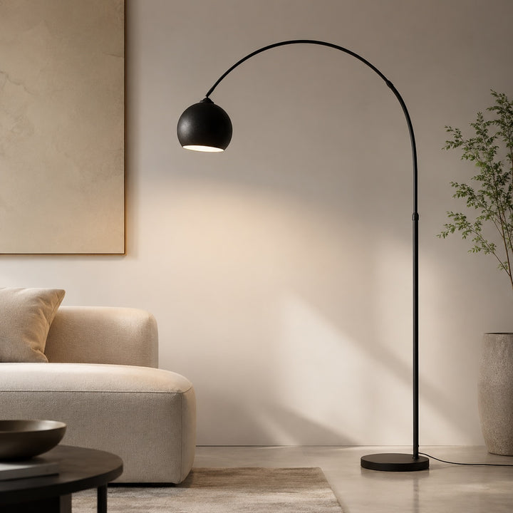 Modern Adjustable Black Floor Lamp with LED Lighting in Metal Construction