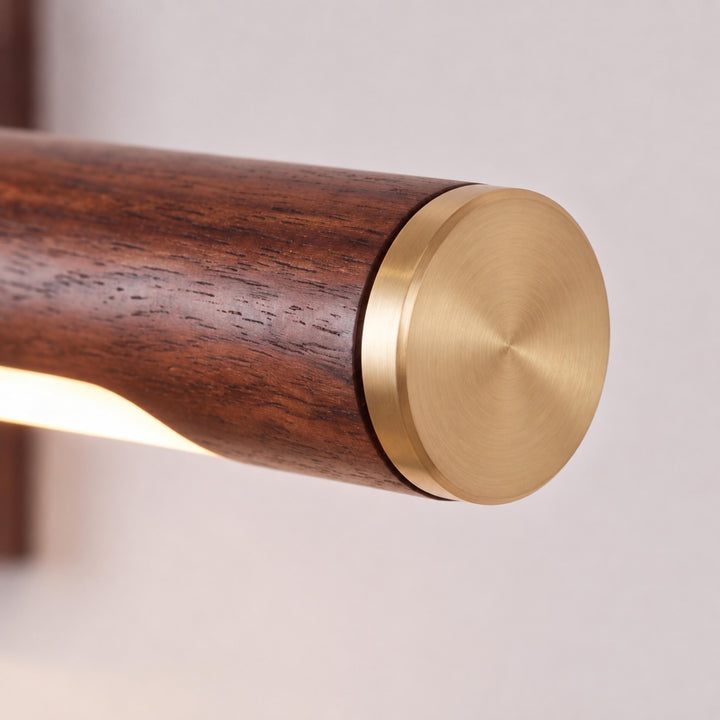 Walnut Linear Wall Light Adjustable LED Brass Fixture for Modern Indoor Spaces