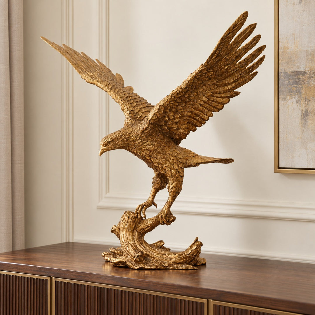 Modern Brass Eagle Sculpture Decorative Art Piece 60cm Height Durable Home Office Display