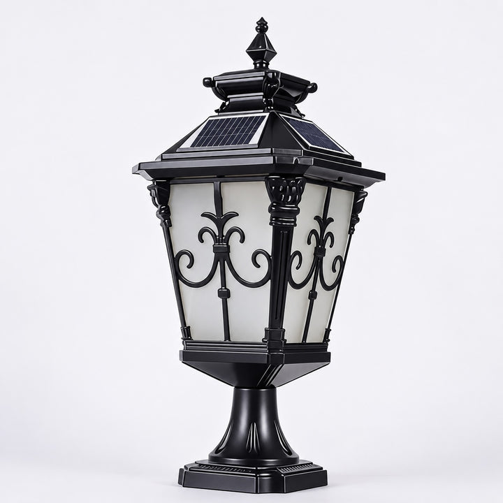 Solar Outdoor Garden Light Modern Fence Post Fixture Die Cast Aluminum LED Warm White