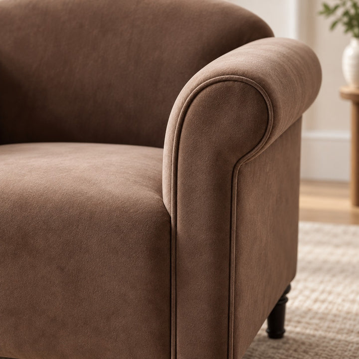 Modern Velvet Accent Armchair with Solid Birch Legs for Comfortable Lounge Seating