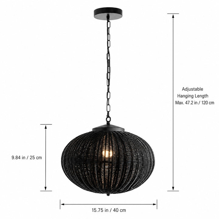 Waterproof Retro Pendant Light Adjustable Hanging Rattan Outdoor LED Warm White 4W