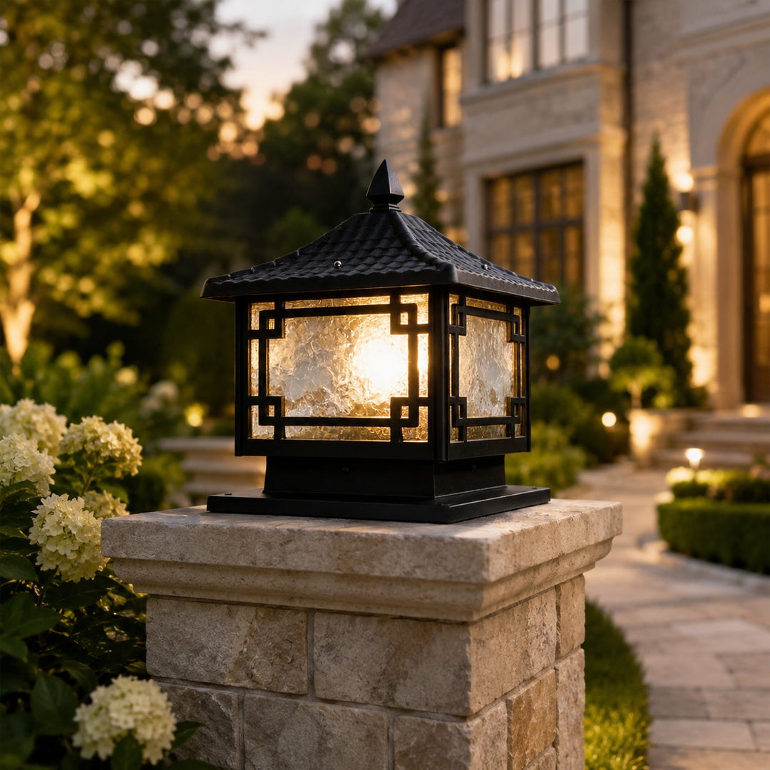 Solar Garden Lights European Style Outdoor Pillar Light Waterproof Aluminum Adjustable IP54