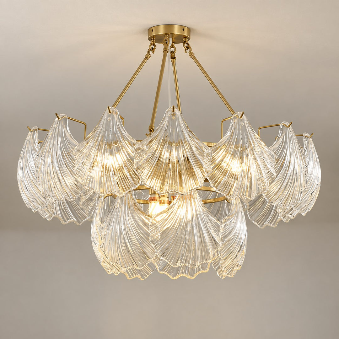 Modern Adjustable Ceiling Light Clear Glass LED Flush Mount Fixture 12 Inch Diameter