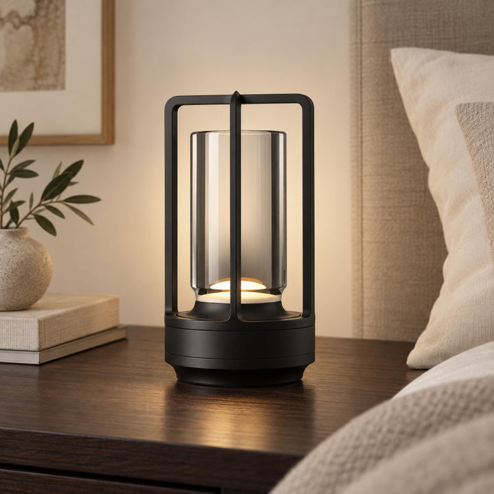 Modern Cordless Table Lamp with Crystal Shade Aluminum Alloy Base USB Charging LED Light