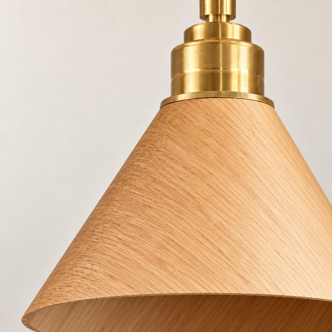 Modern Semi-Flush Ceiling Light Walnut Wood Brushed Brass LED Compatible Indoor Fixture