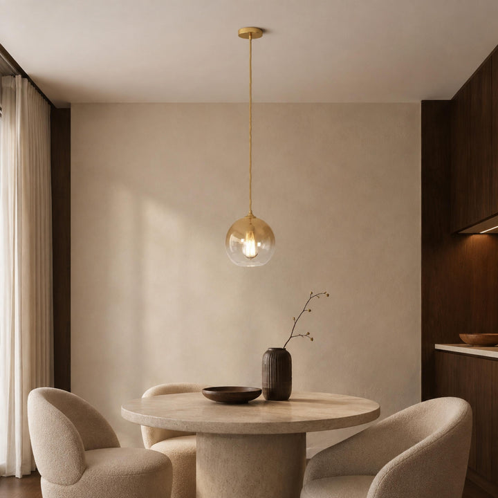 Modern Glass Pendant Light Adjustable Hanging LED with Metallic Gradient Finish