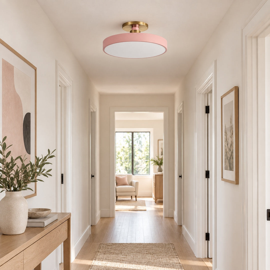 Modern Flush Mount Ceiling Light with Glass Shade and LED Lighting 12W 3000K