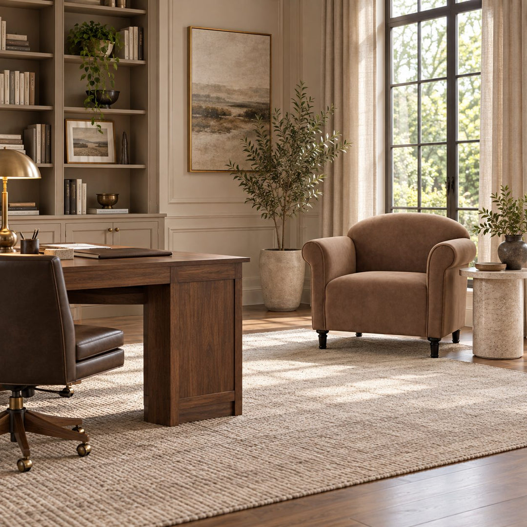 Modern Velvet Accent Armchair with Solid Birch Legs for Comfortable Lounge Seating