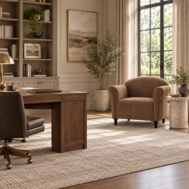 Modern Velvet Accent Armchair with Solid Birch Legs for Comfortable Lounge Seating