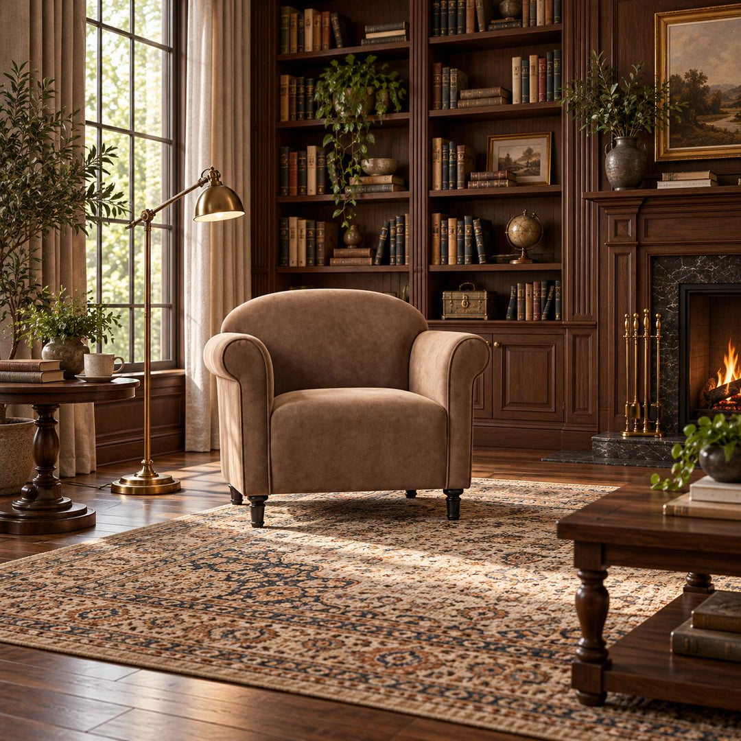 Modern Velvet Accent Armchair with Solid Birch Legs for Comfortable Lounge Seating