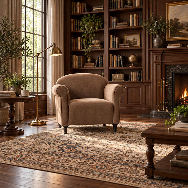 Modern Velvet Accent Armchair with Solid Birch Legs for Comfortable Lounge Seating