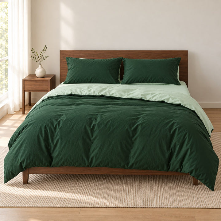 Reversible Bedding Set Cotton Jersey Knit Duvet Cover and Sheet Soft Breathable Lightweight