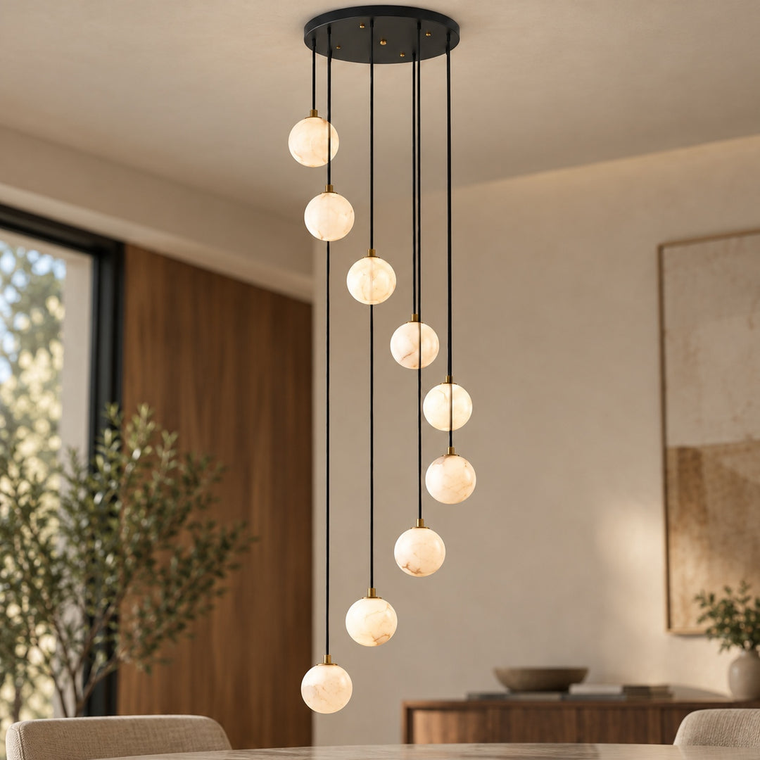 Modern Cluster Chandelier Light Wall Mounted Alabaster Glass LED Dimmable Fixture
