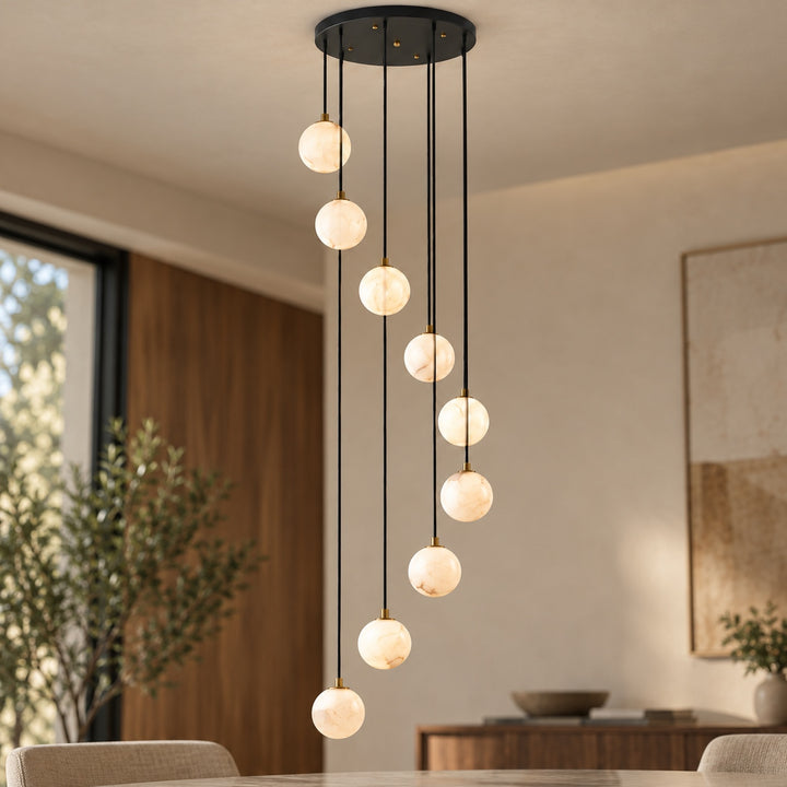 Modern Cluster Chandelier Light Wall Mounted Alabaster Glass LED Dimmable Fixture