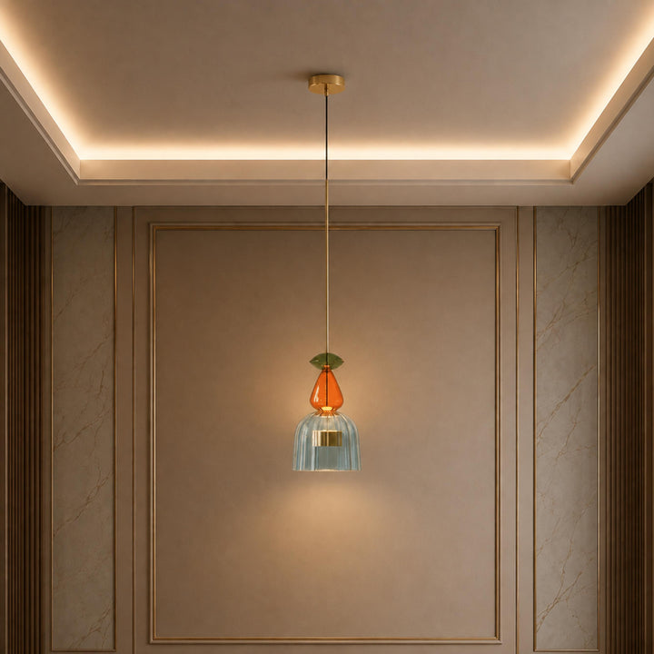 Modern Glass Pendant Light Adjustable Height Hanging Fixture LED for Kitchen Dining