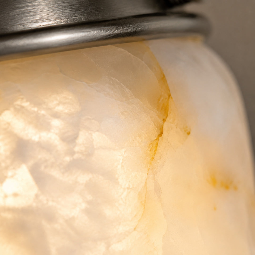 Modern Natural Alabaster Stone Flush Mount Ceiling Light – Brass, Nickel & Black
