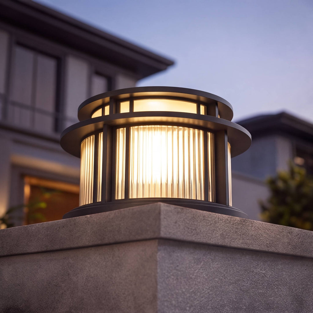 Solar Garden Light Modern Pillar Design Stainless Steel Waterproof LED Adjustable Color Temperature