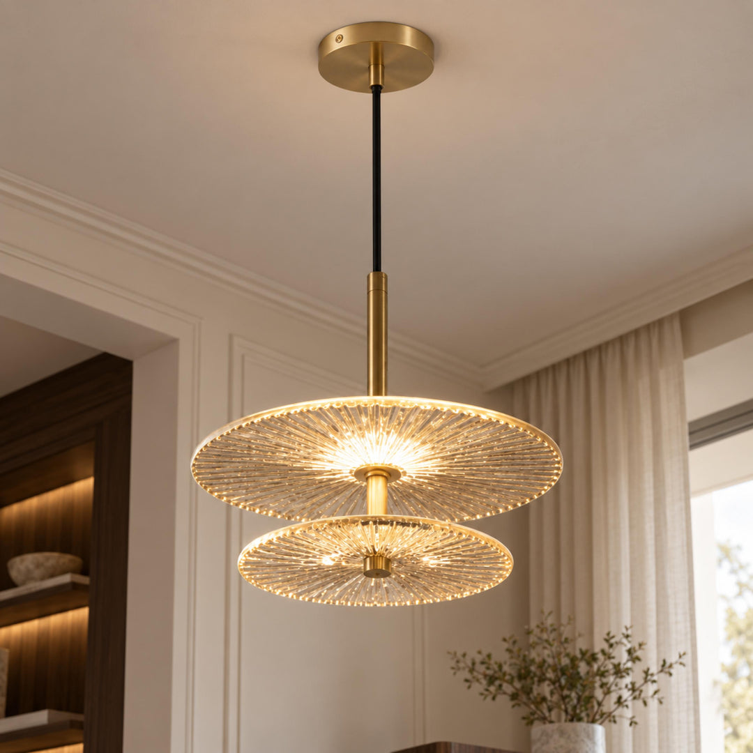 Modern Textured Glass LED Pendant Light with Natural Copper Finish – 20cm & 30cm