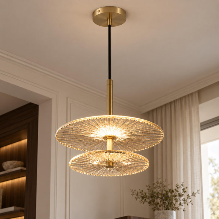 Modern Textured Glass LED Pendant Light with Natural Copper Finish – 20cm & 30cm