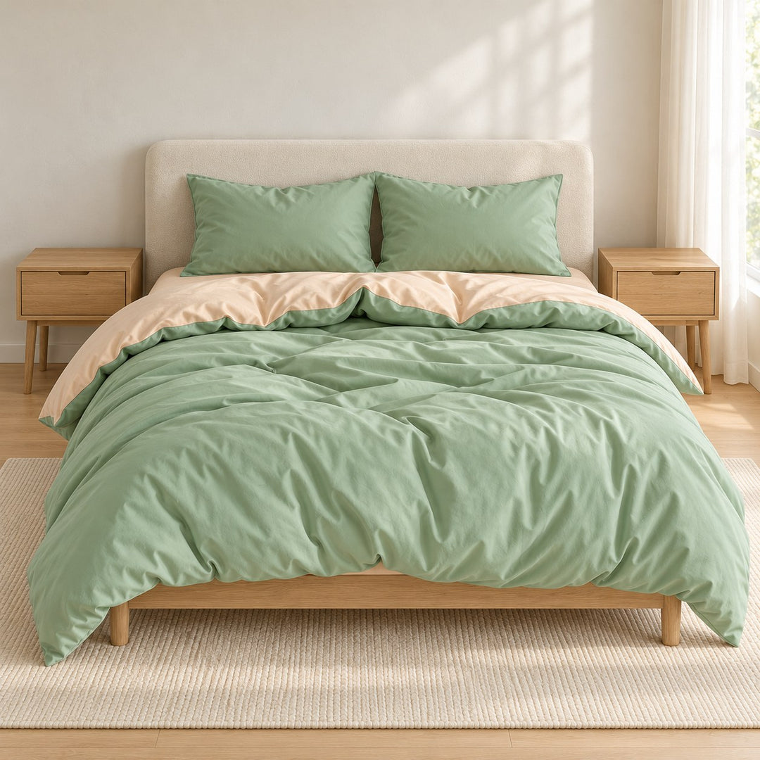Pastel Double-Sided Bedding Set Minimalist Comforter Cover Twin Full Queen King Size