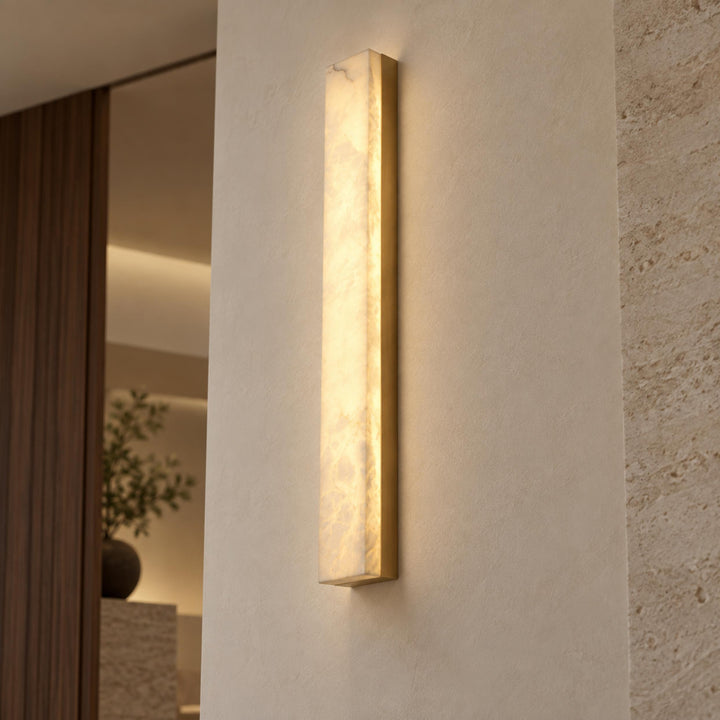 Modern Alabaster Wall Lamp with Adjustable Light and Metal Fixture for Elegant Home Decor