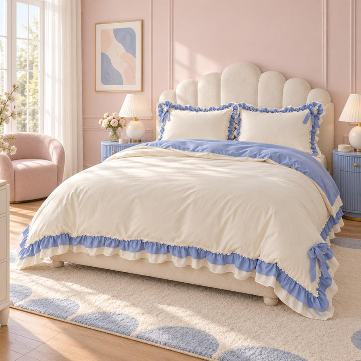 Kawaii Princess Bedding Set Full Queen Size Cotton Duvet Cover Flat Sheet Pillow Cases