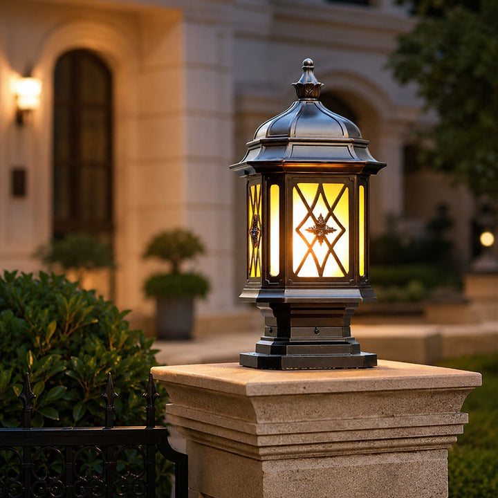 Modern Outdoor Pillar Light Wall Mounted Aluminum E27 Socket with Frosted Glass Shade