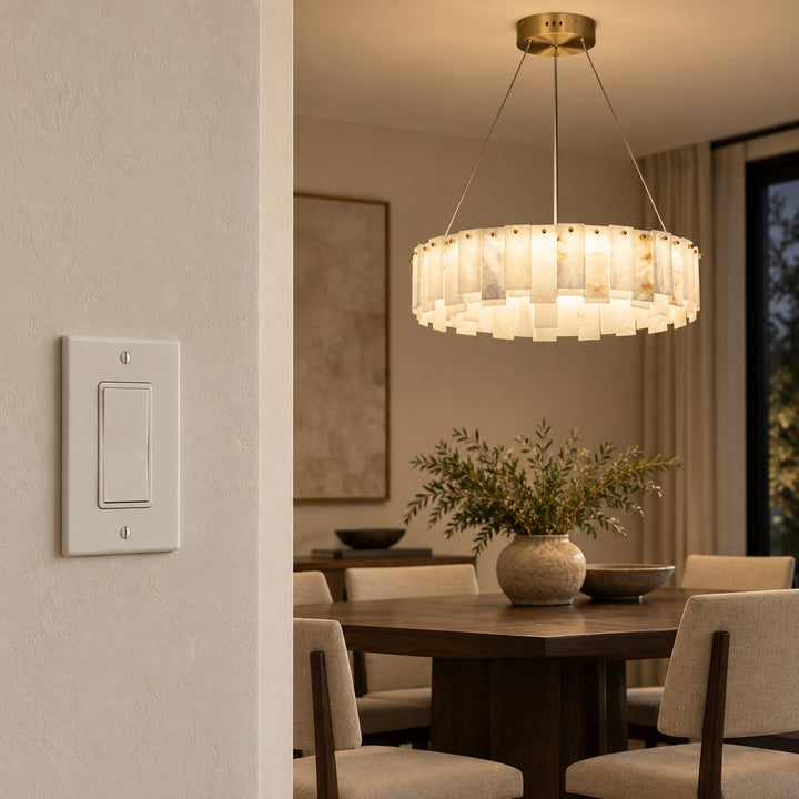 Modern Chandelier Light Ceiling Mounted Alabaster Glass with LED Illumination for Dining Room