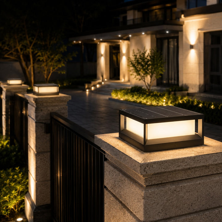 Modern Solar Garden Lights Outdoor Pillar Design Waterproof Aluminum LED 3200K
